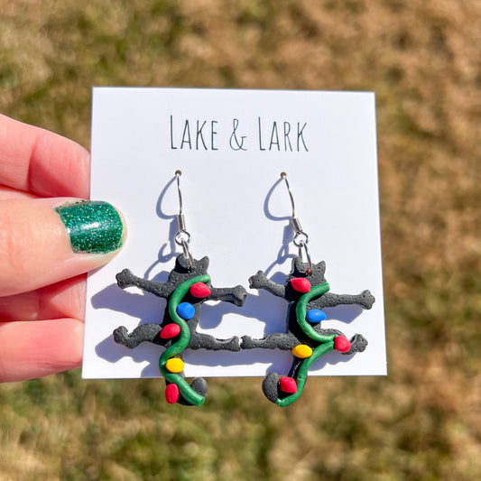 Funny Cat Christmas Light Earrings
