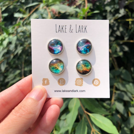 celestial space stud earrings