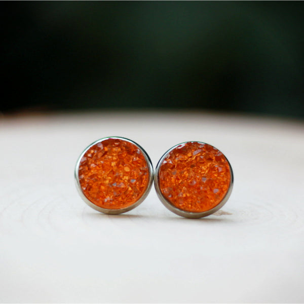 burnt orange stud earrings