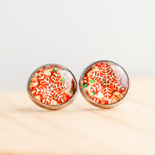 snowflake gingerbread stud earrings