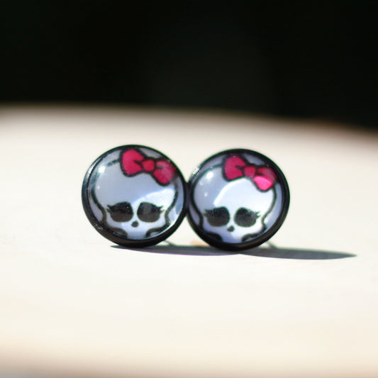 skull bow stud earrings