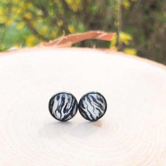 zebra animal print stud earrings