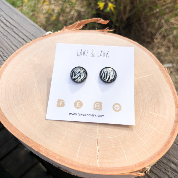 glitter zebra stud earrings lake lark