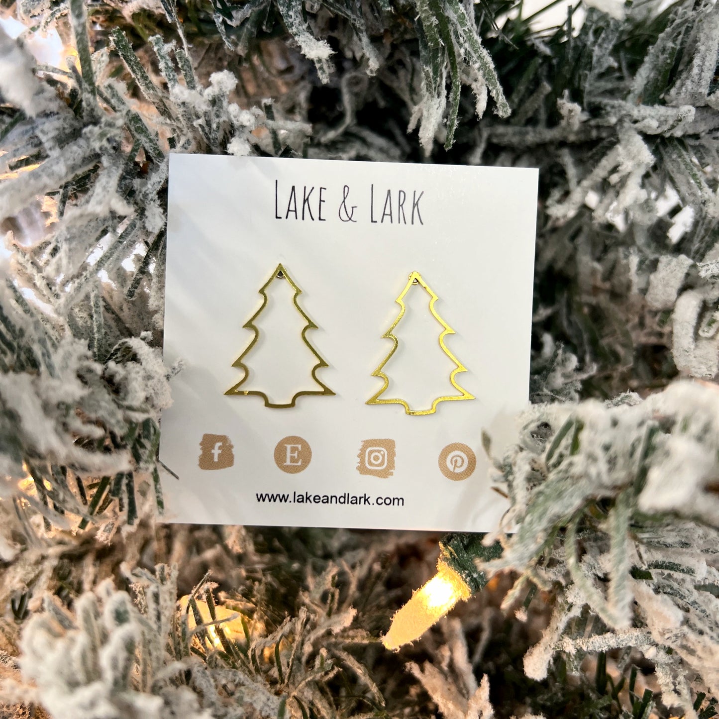 modern gold christmas tree large stud earrings