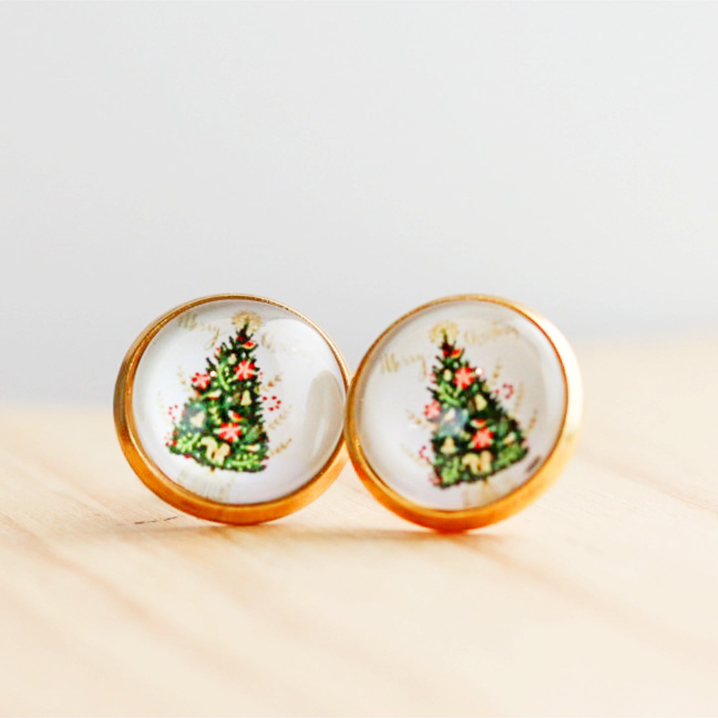 gold christmas stud earrings