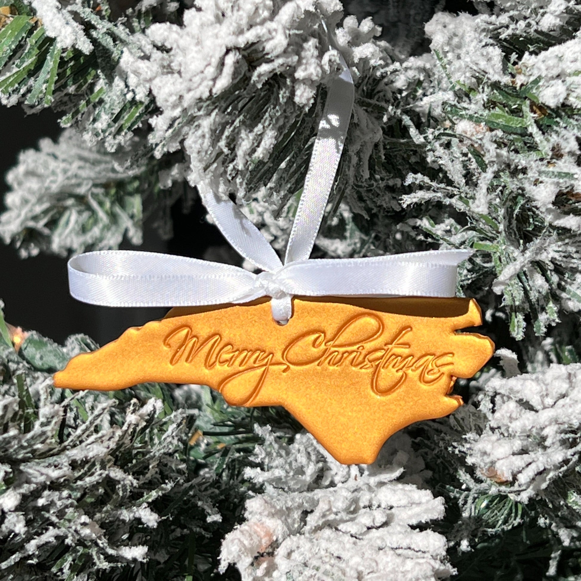 metallic state of north carolina christmas ornament