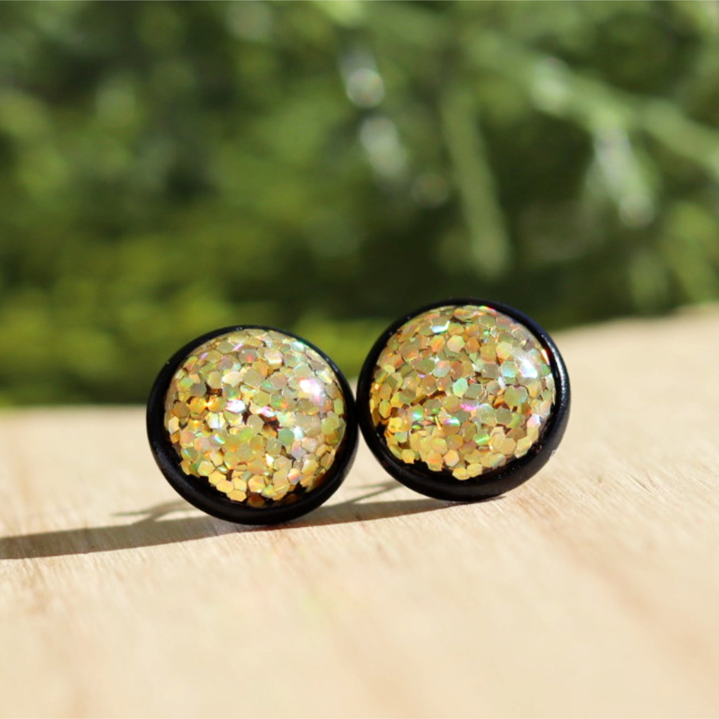 gold glitter stud earrings lake lark (1)