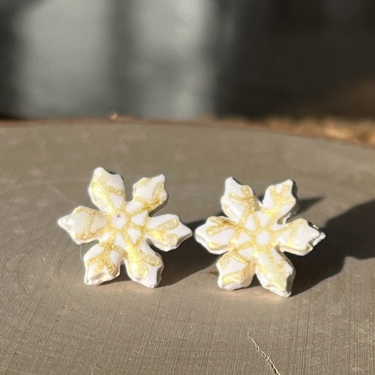 clay snowflake winter stud earrings