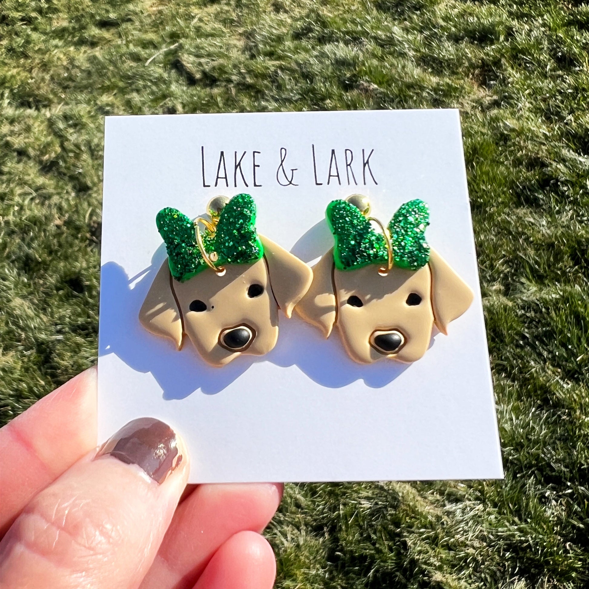 dog saint patricks day earrings bow tie