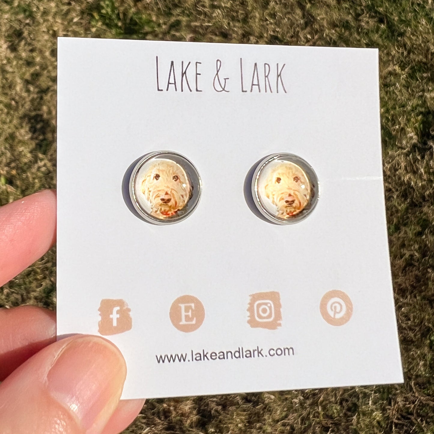 goldendoodle dog stud earrings lake lark