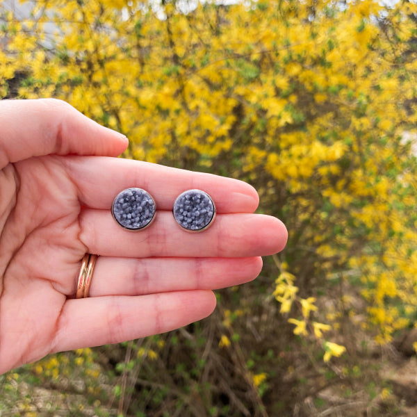 gray druzy stud earrings lake lark (1)