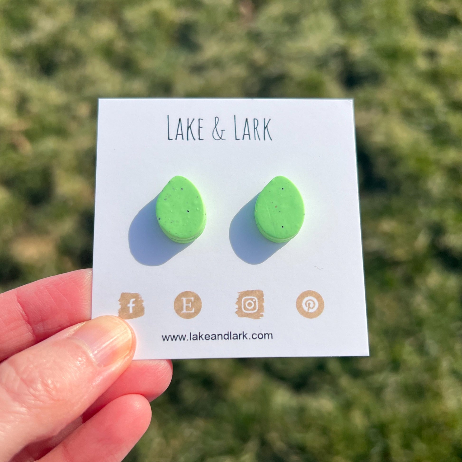 green speckled easter egg stud earrings lake lark