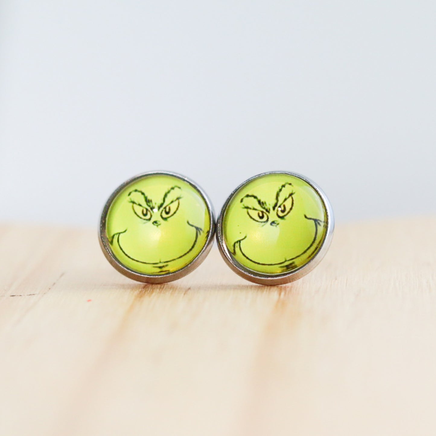 grinch christmas stud earrings