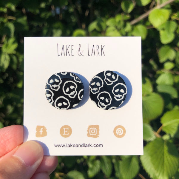 halloween skull stud earrings lake lark