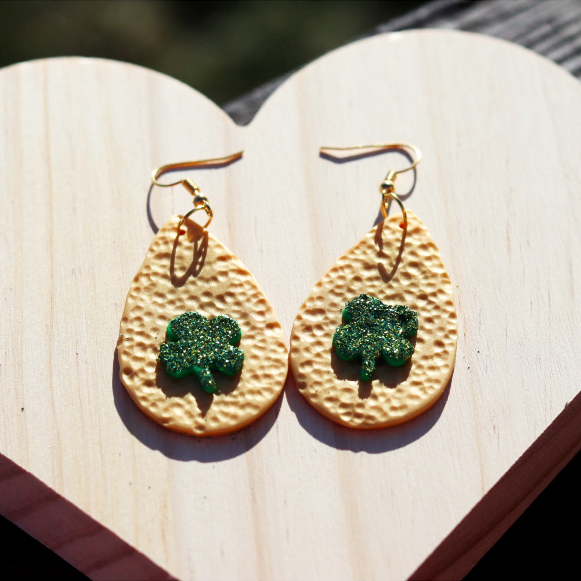 hammered gold shamrock earrings lake lark