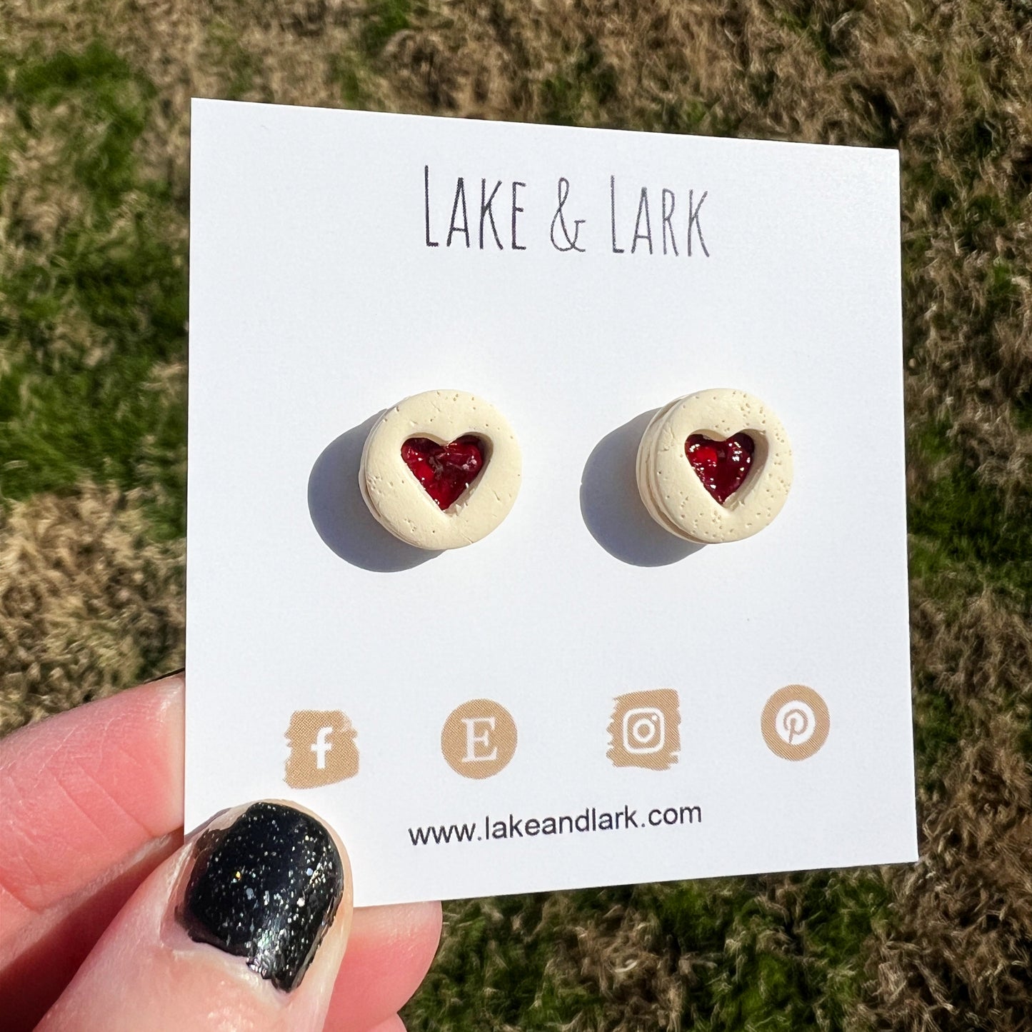 heart jam thumbprint cookie stud earrings lake lark