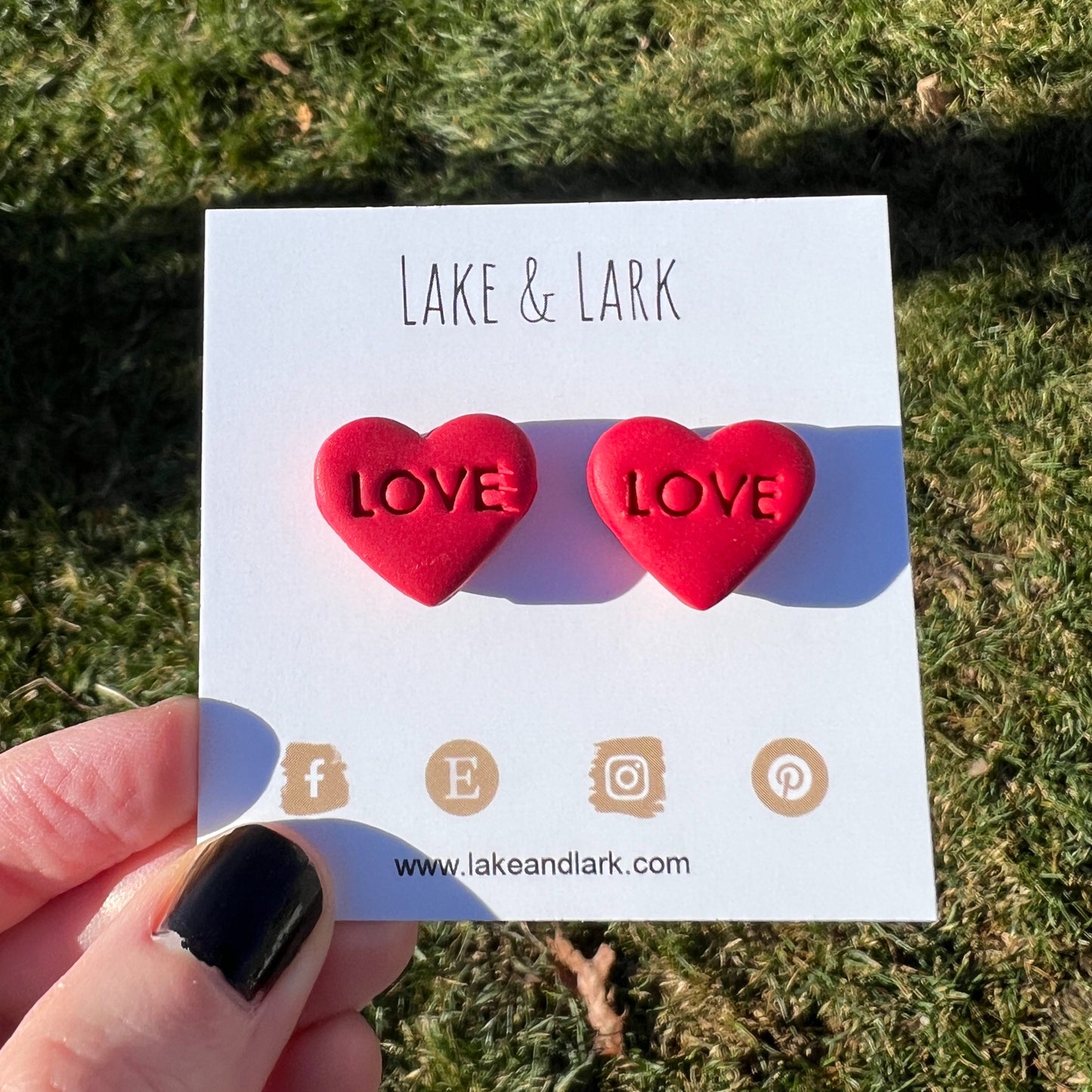 heart love stud earrings lake lark