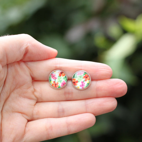 hibiscus tropical stud earrings lake lark