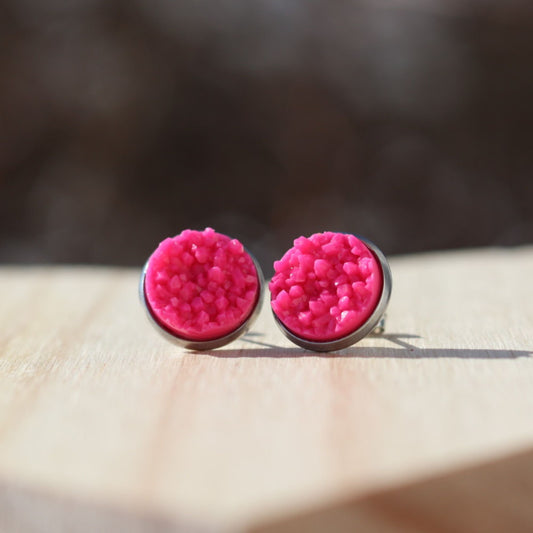 hot pink bridesmaid gift stud earrings