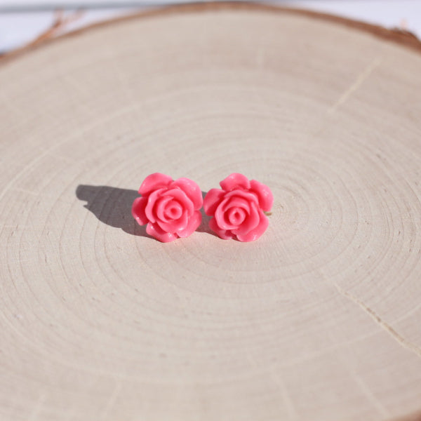 pretty pink rose earrings