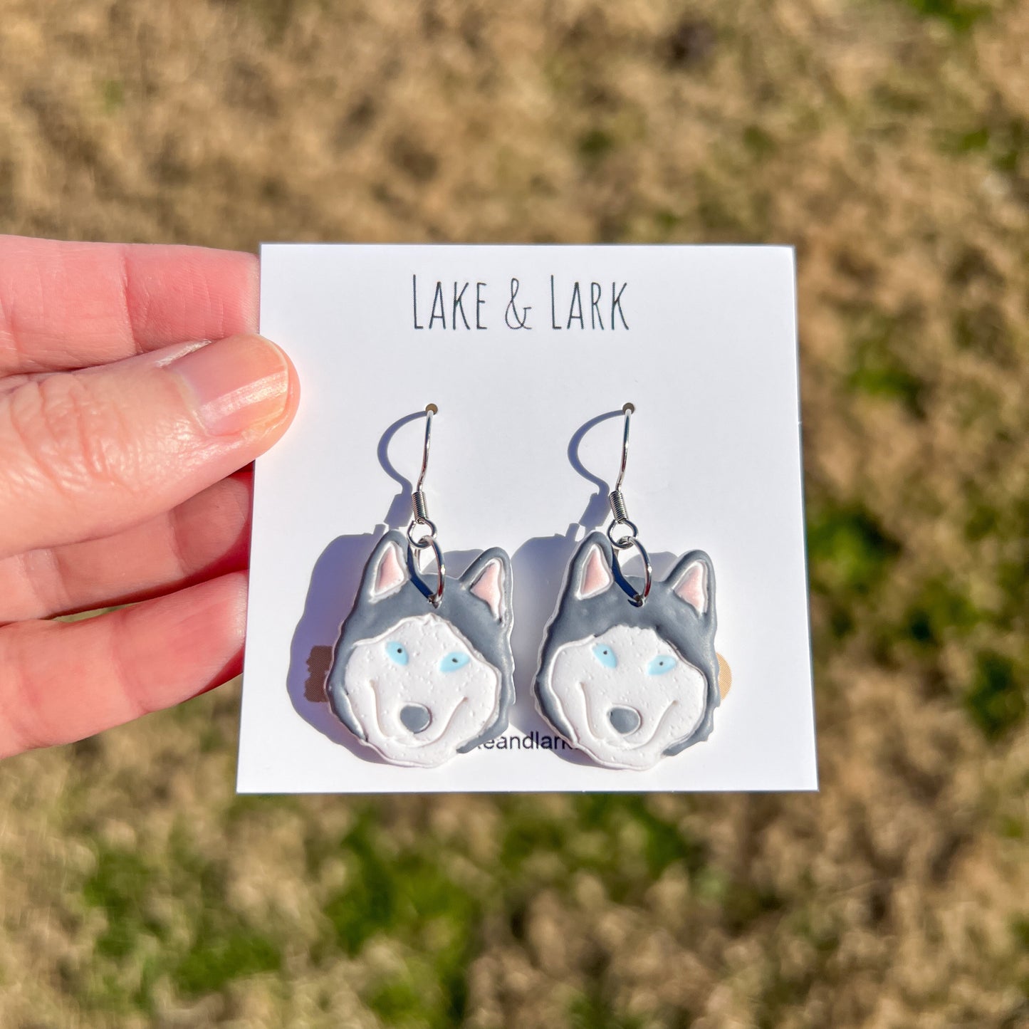 Siberian Husky Dog Clay Earrings