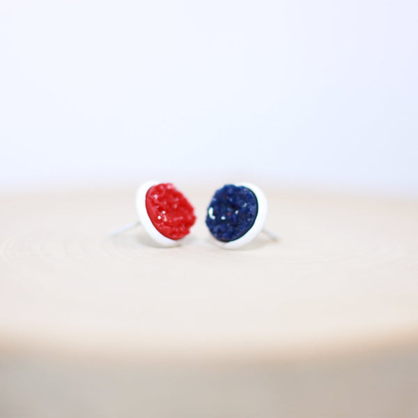 4th july druzy stud earrings