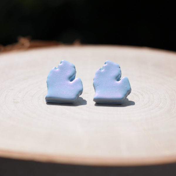 blue michigan mitten stud earrings