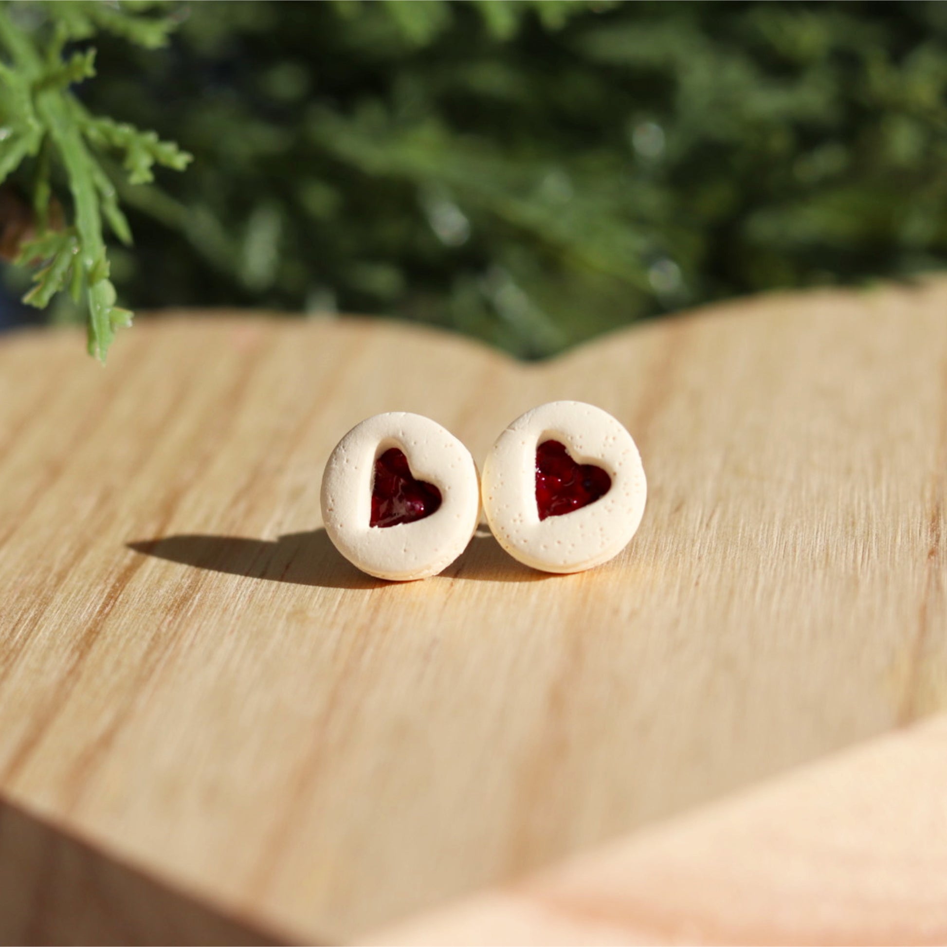 valentine heart thumbprint cookie stud earrings