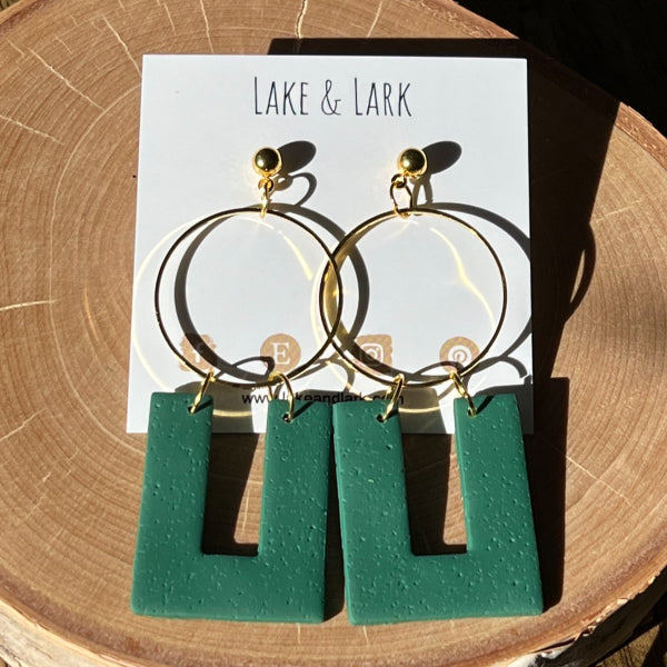 kelly green clay irish dangly earrings lake lark