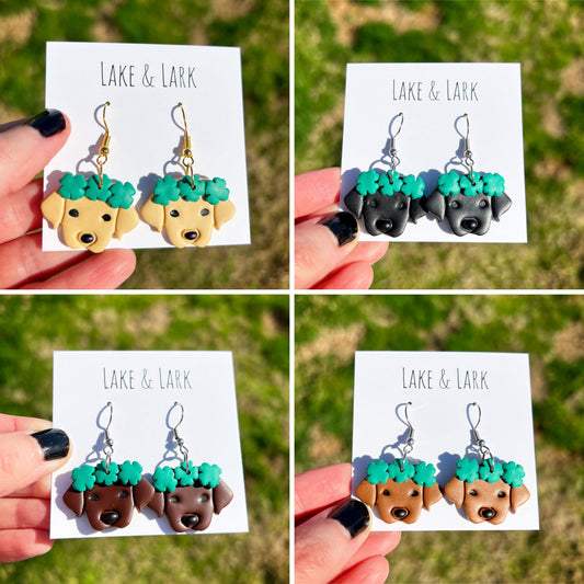 dog saint patricks day earrings