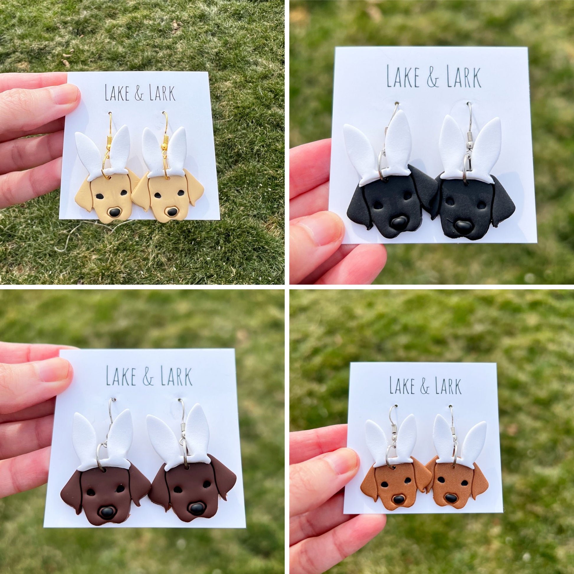 dog easter bunny earrings