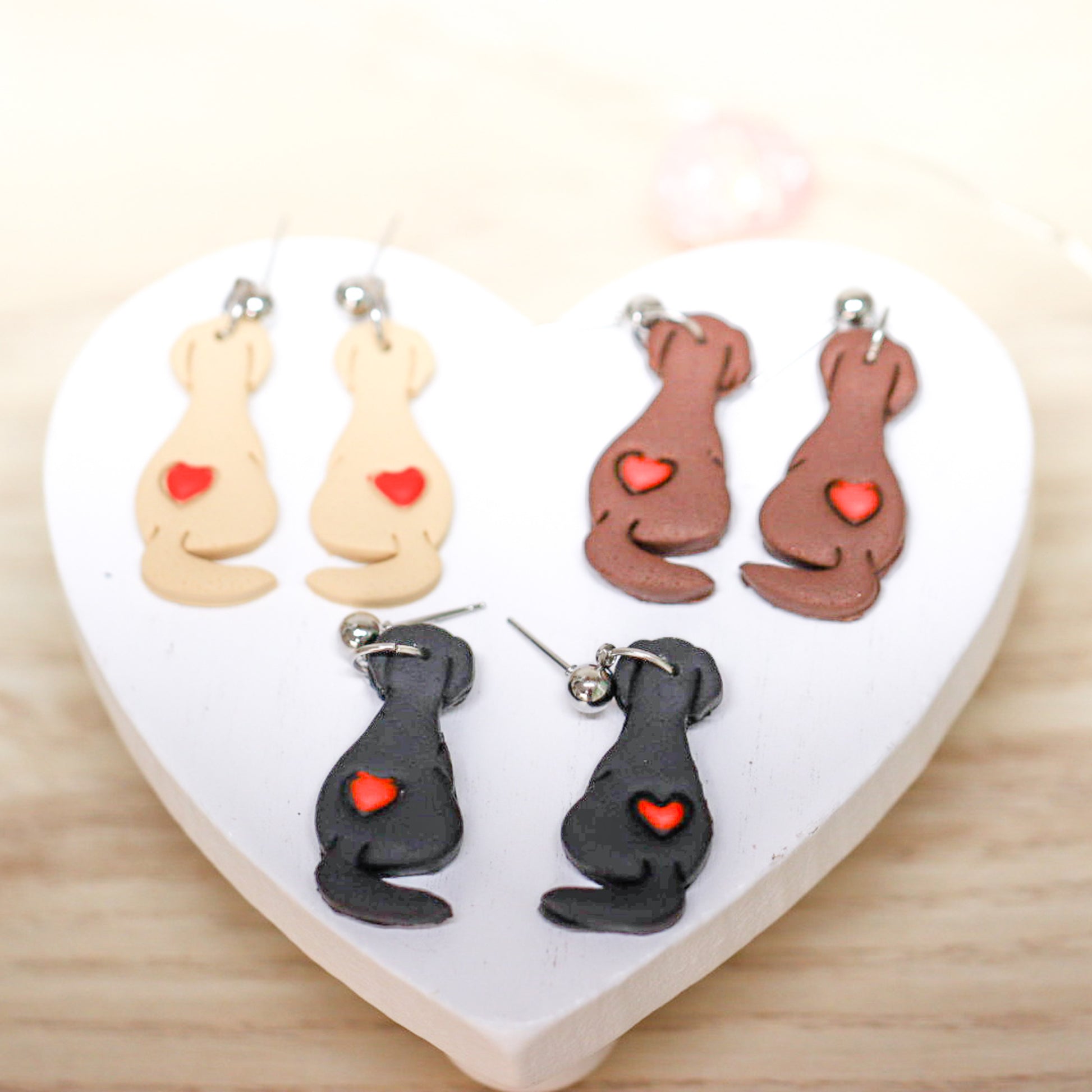 labrador retriever dog heart earrings lake lark dog mom gift