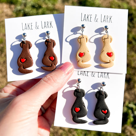 labrador retriever dog heart earrings lake lark