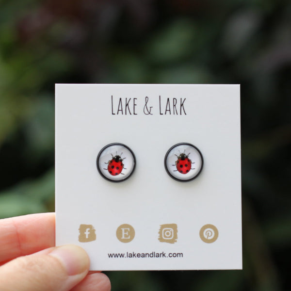 ladybug cabochon earrings