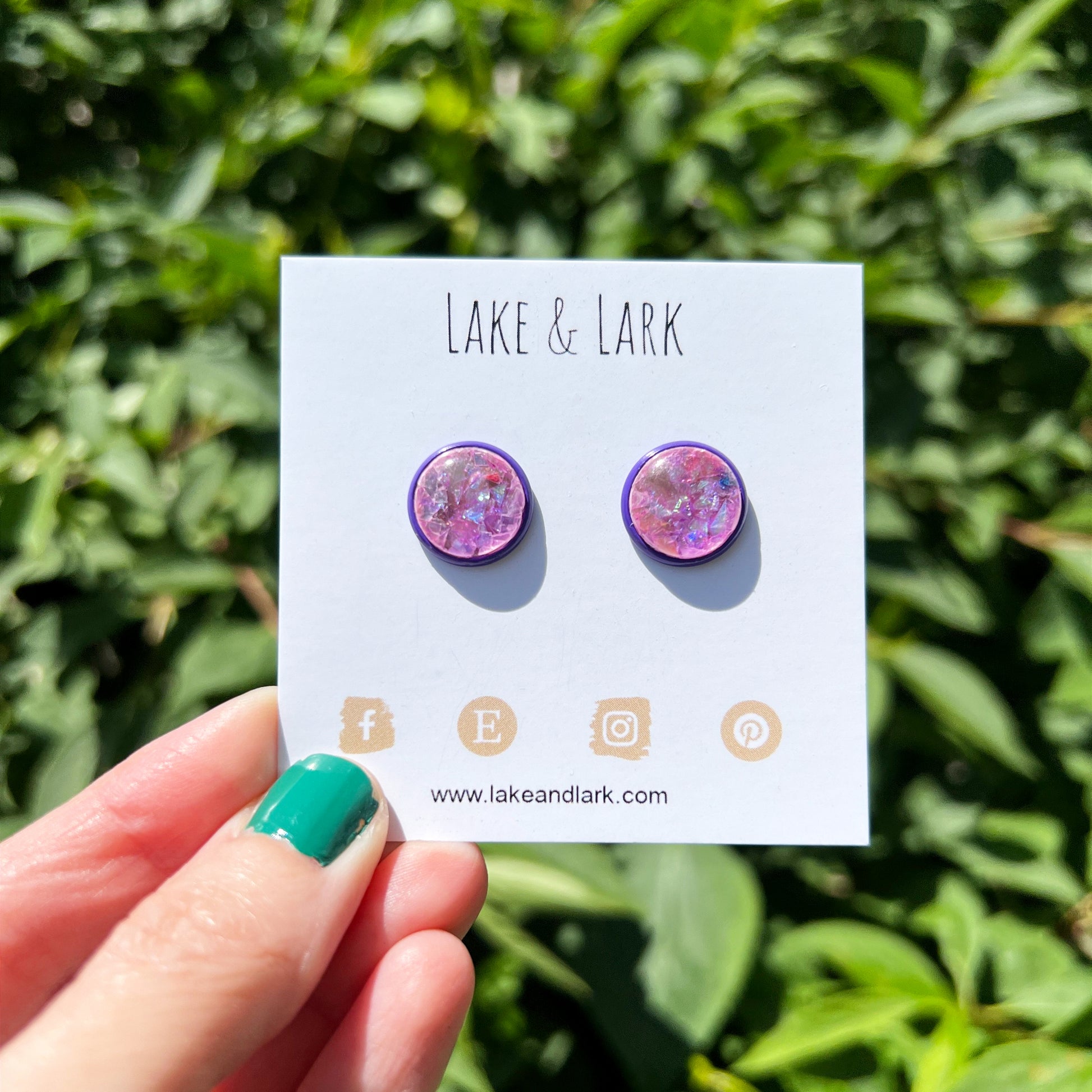 lavender cabochon stud earrings lake lark