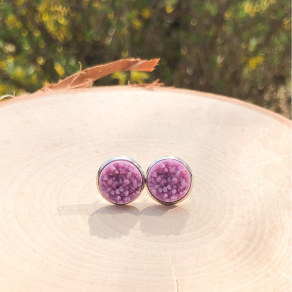 pastel purple chunky stone earrings