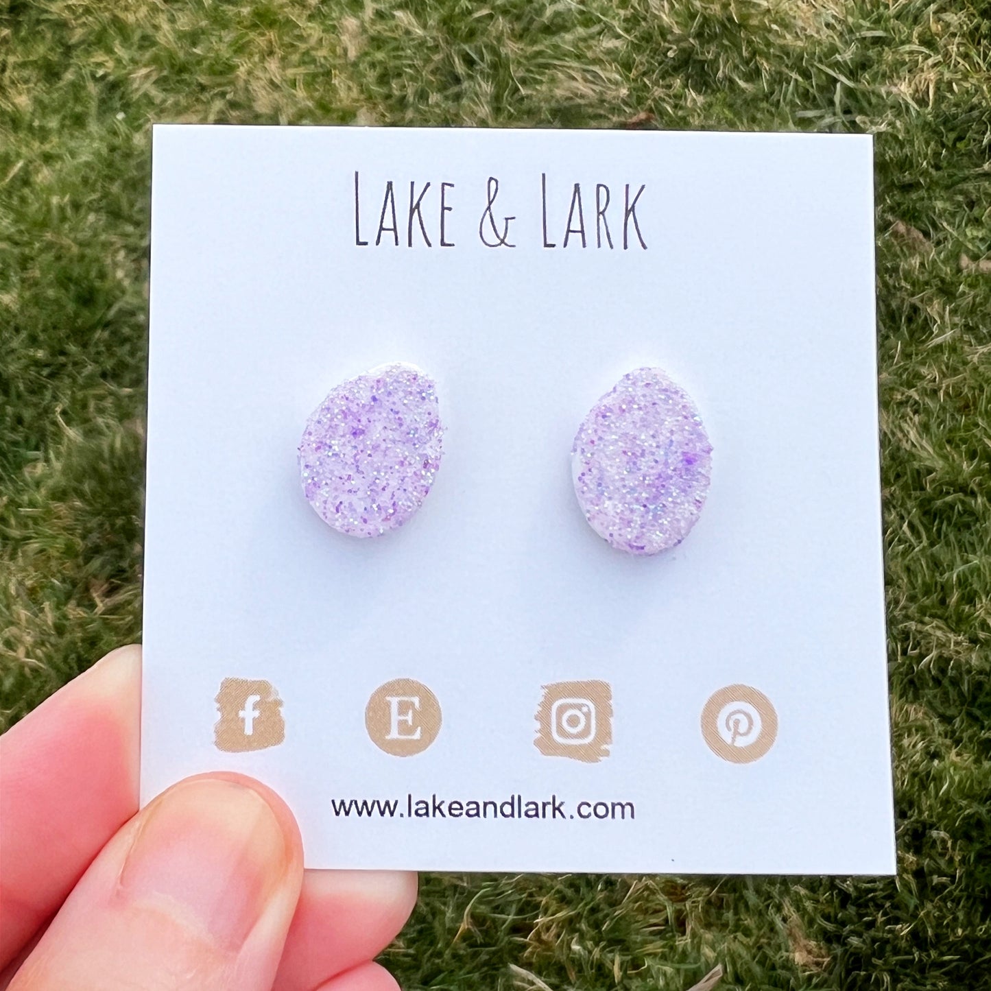 lavender glitter easter egg stud earrings lake lark