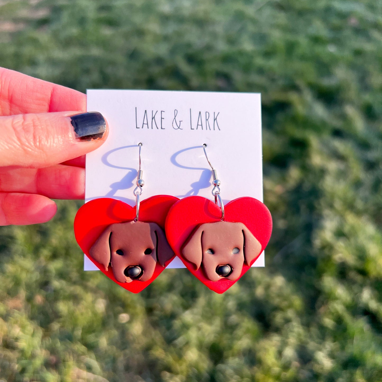 love chocolate lab valentine earrings lake lark