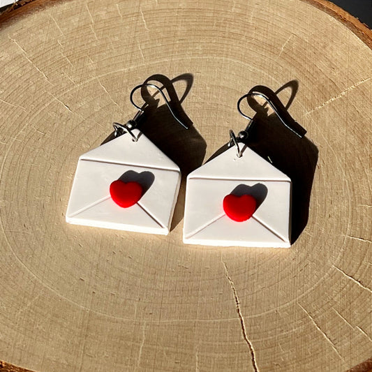 love letter clay earrings