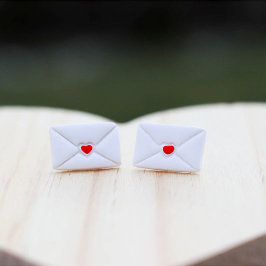 love letter heart envelope valentine stud earrings