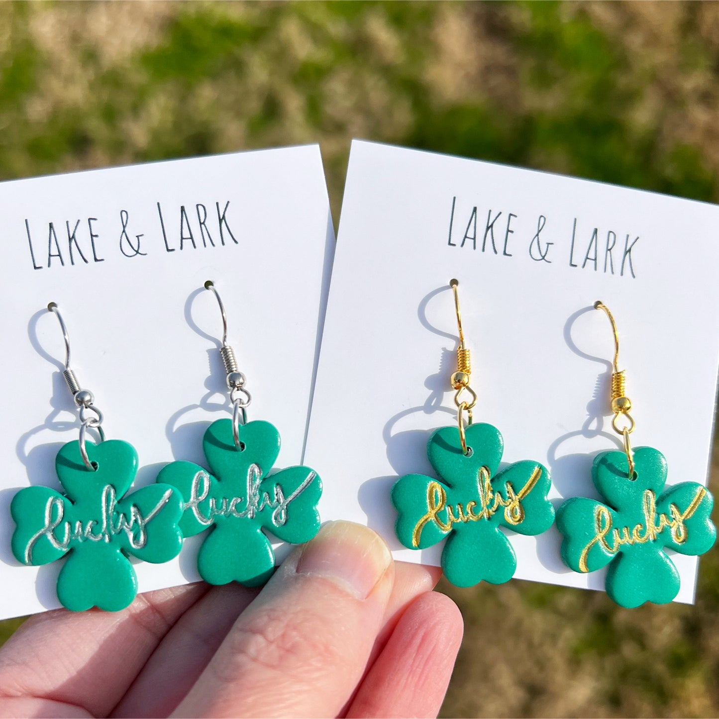 lucky shamrock clay earrings