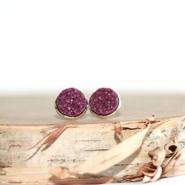 magenta purple plum stud earrings