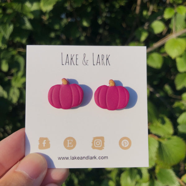 magenta purple pumpkin earrings lake lark