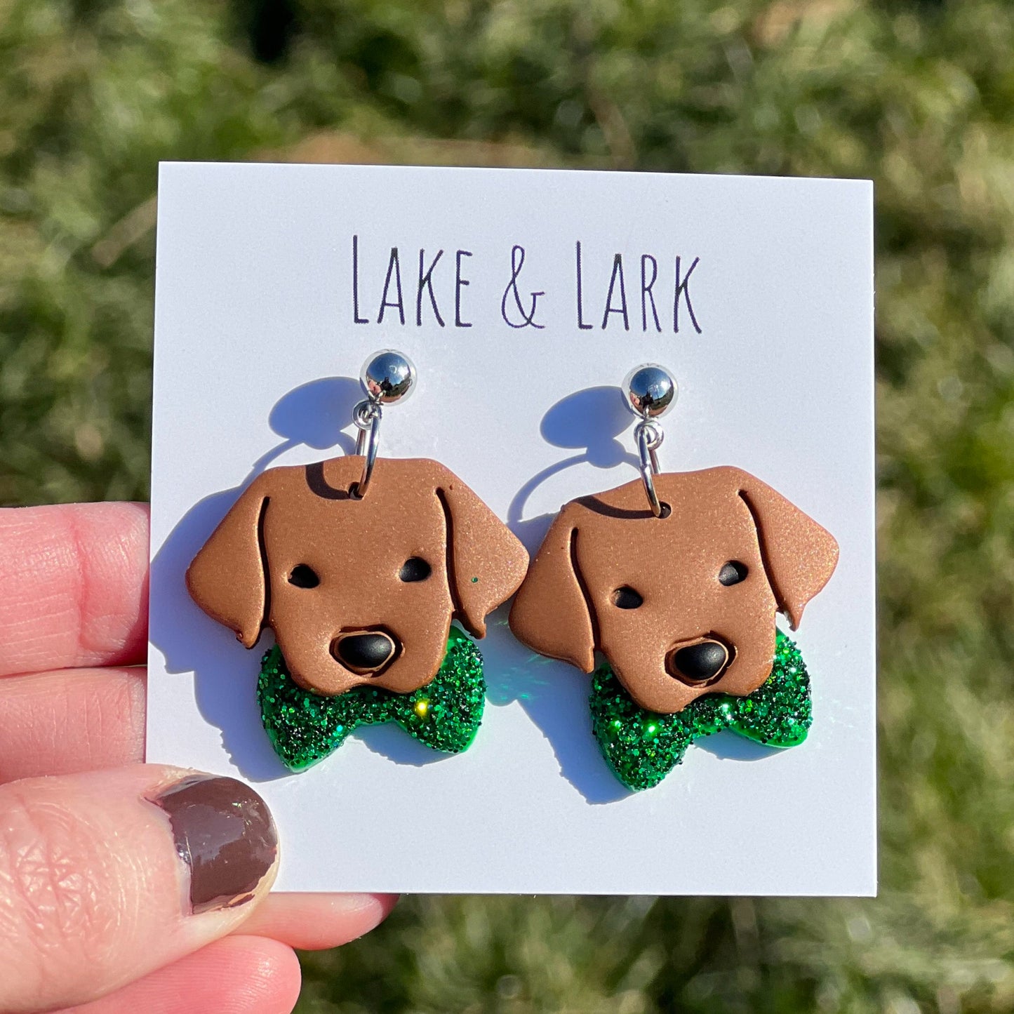 boy vizsla dog earrings st patricks day