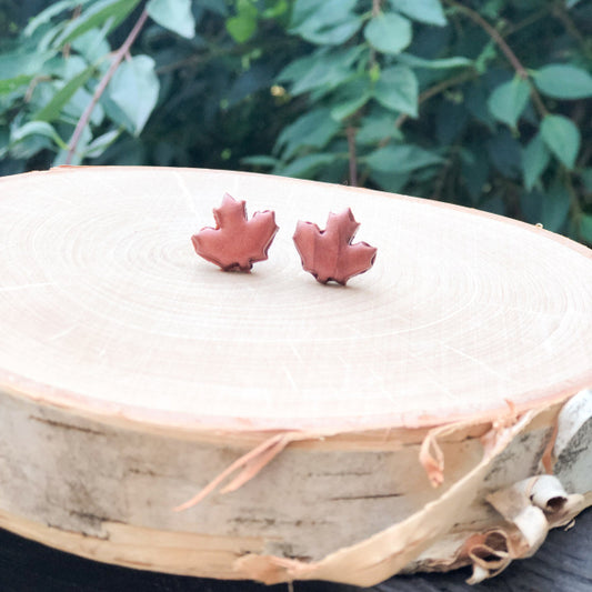 fall leaf clay stud earrings