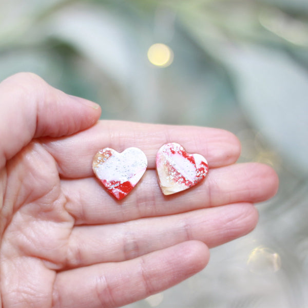 marbled heart valentine stud earrings lake and lark