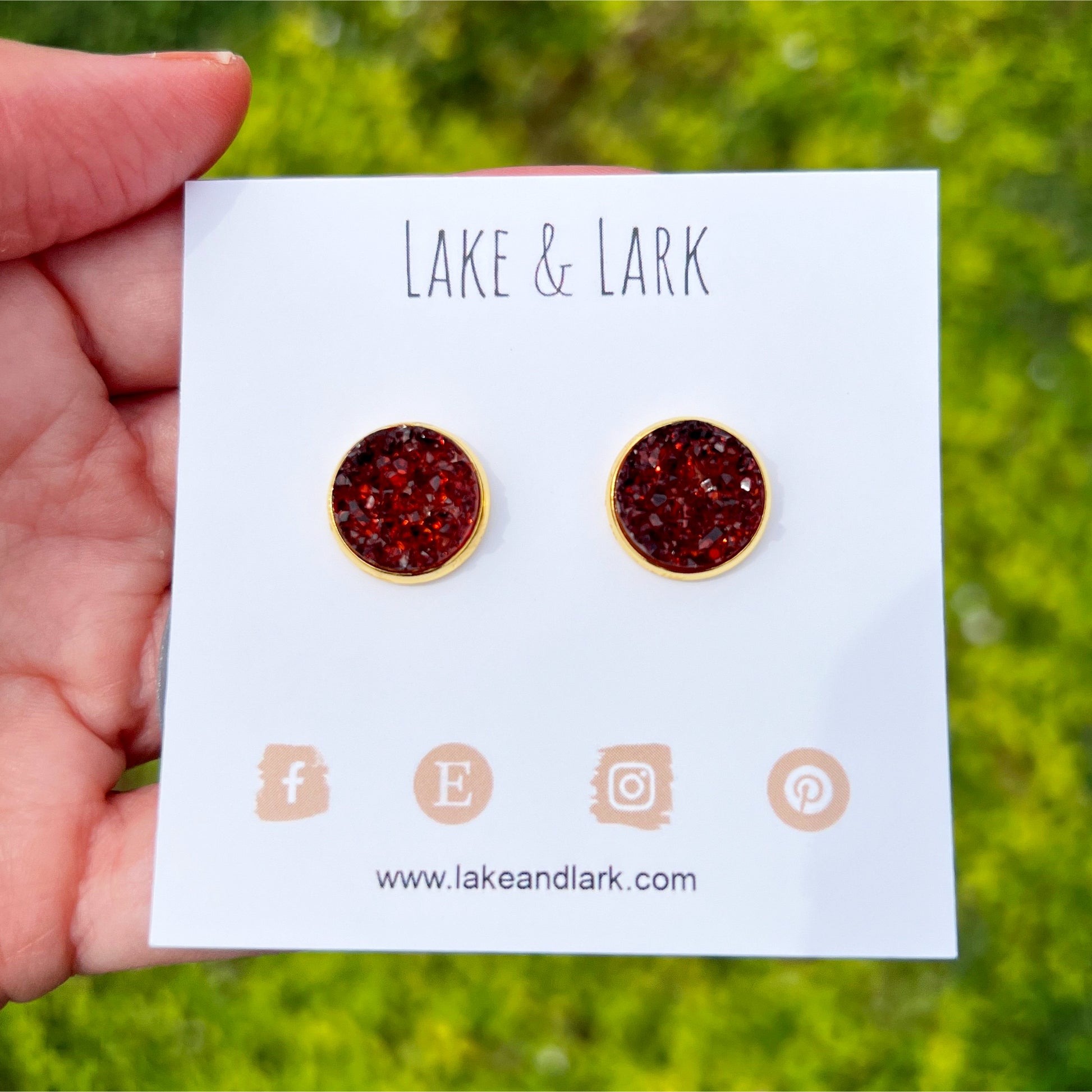 burgundy druzy fall stud earrings