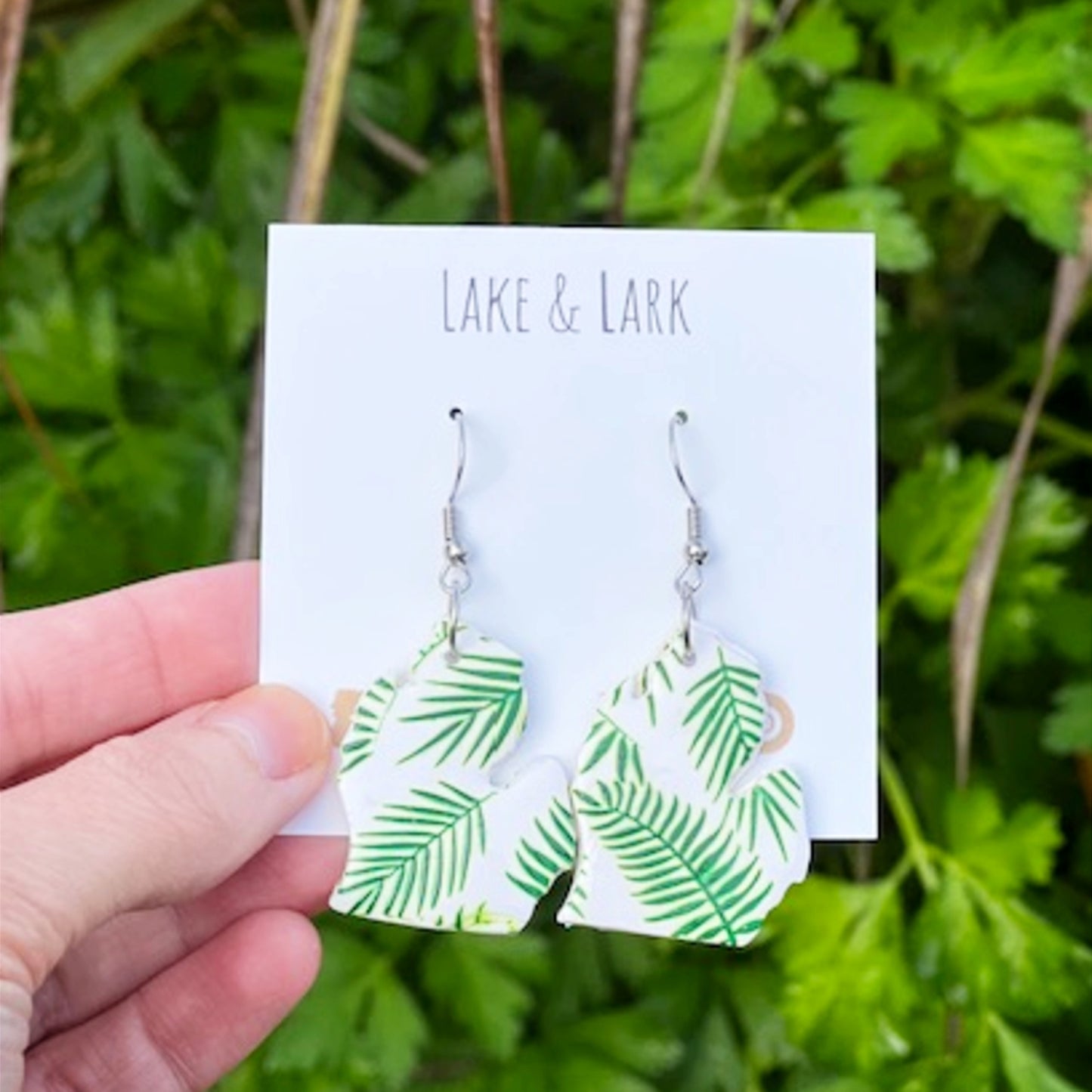 michigan palm plant clay earrings lake lark