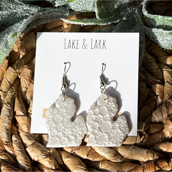 michigan snowflake clay earrings lake lark