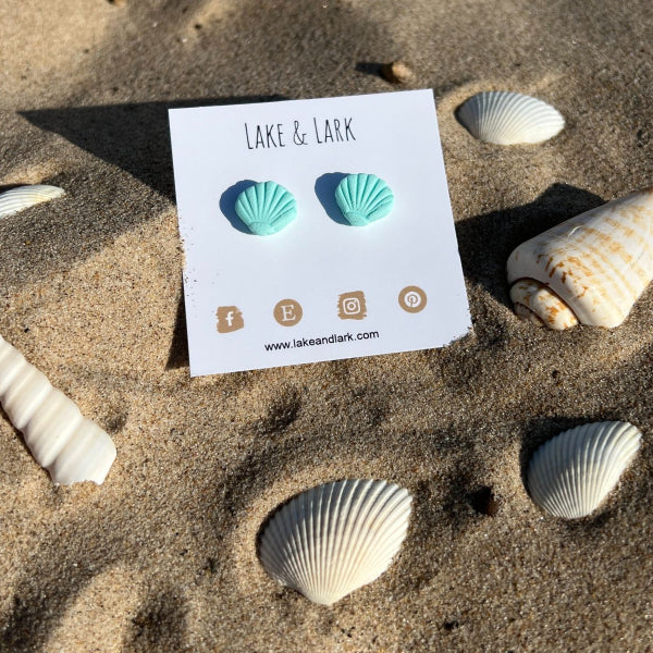 aqua seashell earrings lake lark